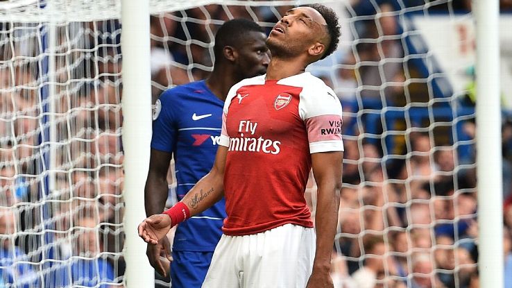  Pierre-Emerick Aubameyang had a day to forget as Arsenal lost at Chelsea.