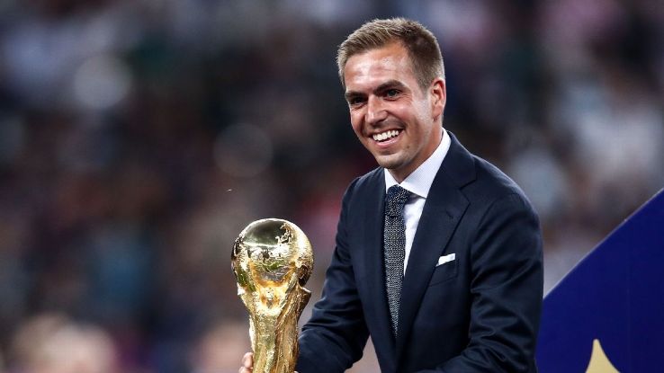 Bayern Munich legend Philipp Lahm with the World Cup trophy prior to the final.
