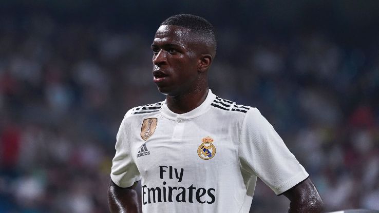 Real Madrid's Vinicius Jr. during a friendly against AC Milan.