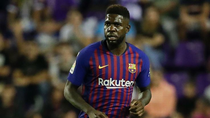 Barcelona's Samuel Umtiti during a La Liga game against Real Valladolid.