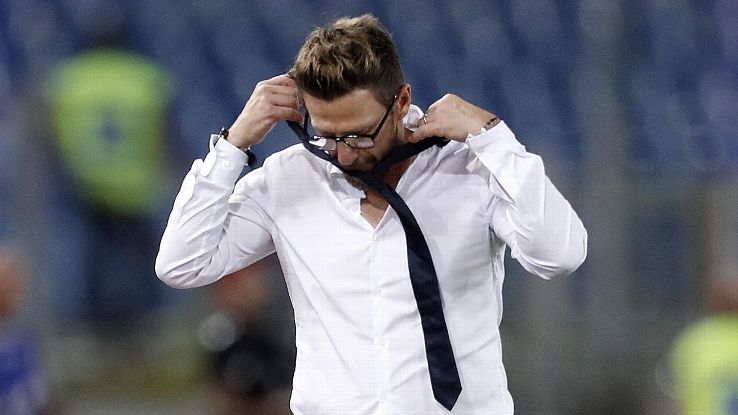 Eusebio Di Francesco injured himself in Roma's 3-3 draw against Atalanta.