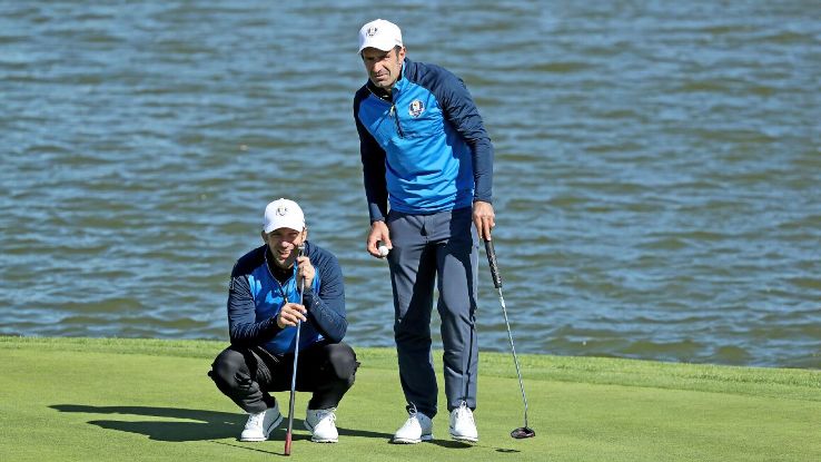 Alessandro Del Piero and Luis Figo looked the part as they played on the Albatros course