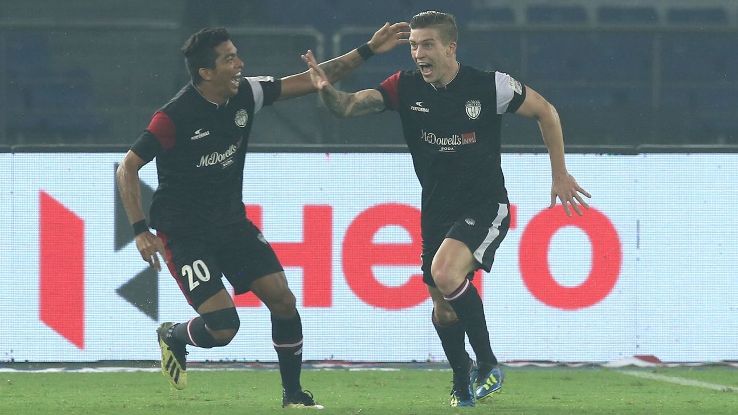 The NorthEast United attack has benefited greatly from the understanding Federico Gallego (right) has developed with Bart Ogbeche and Rowllin Borges.