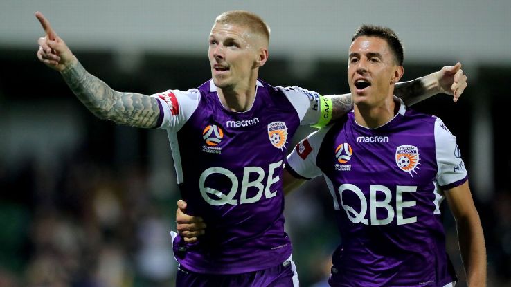 Andy Keogh scored one goal and helped set up another in Perth Glory's win over Brisbane Roar