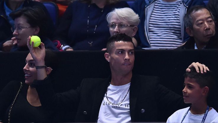 Cristiano Ronaldo with Georgina Rodriguez and Cristiano Jr at ATP Tour finals in London