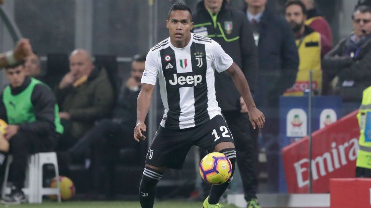 Juventus left-back Alex Sandro in action against AC Milan in Serie A