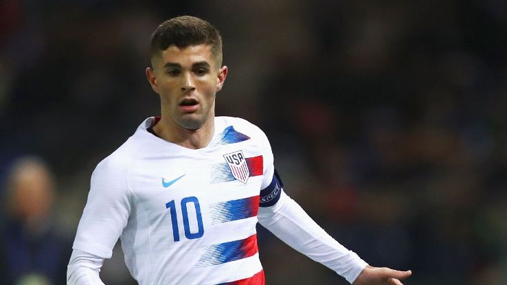 U.S. midfielder Christian Pulisic in action during friendly loss to Italy