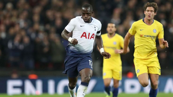 Tottenham midfielder Moussa Sissoko runs past Chelsea's Marcos Alonso during Spurs' 3-1 win at Wembley