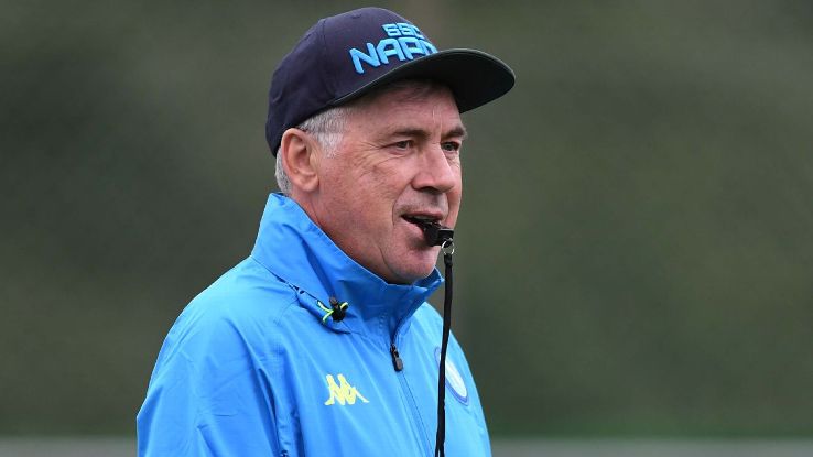 Carlo Ancelotti takes training for Napoli ahead of home clash with Red Star Belgrade