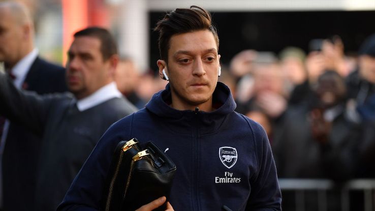 Mesut Ozil is a doubt for Arsenal's clash with Manchester United at Old Trafford