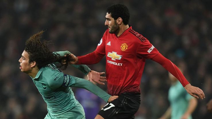 Marouane Fellaini pulled Matteo Guendouzi's hair during Manchester United's 2-2 draw with Arsenal