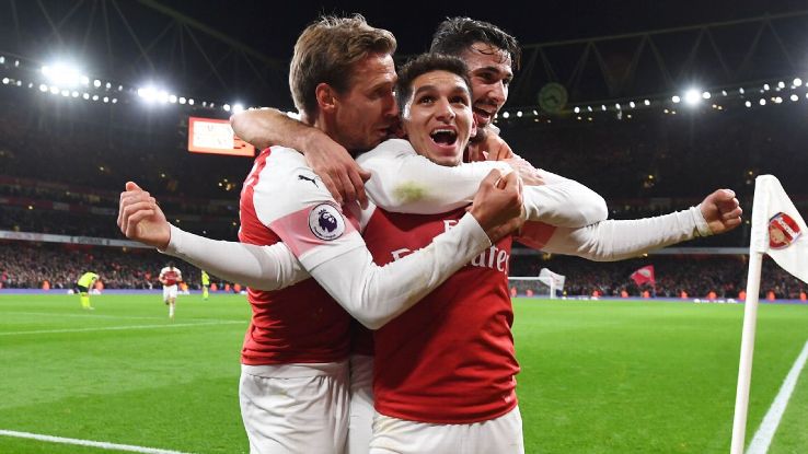 Torreira, centre, has been an instant hit at the Emirates as the tough-tackling, no-nonsense anchor of Unai Emery's new-look Arsenal side.