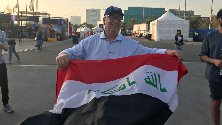 Yusuf before Iraq's game against Vietnam outside the Sheikh Zayed Stadium in Abu Dhabi. 