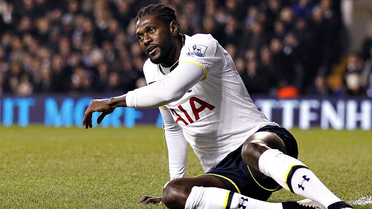 Emmanuel Adebayor has started just nine Premier League matches this season.