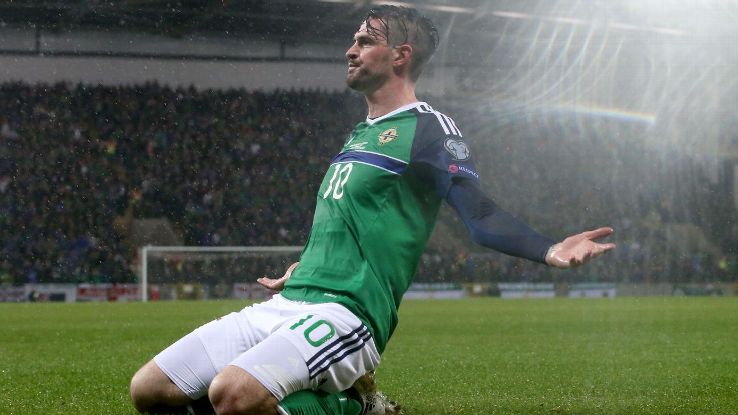 Kyle Lafferty celebrates after netting the opening goal.