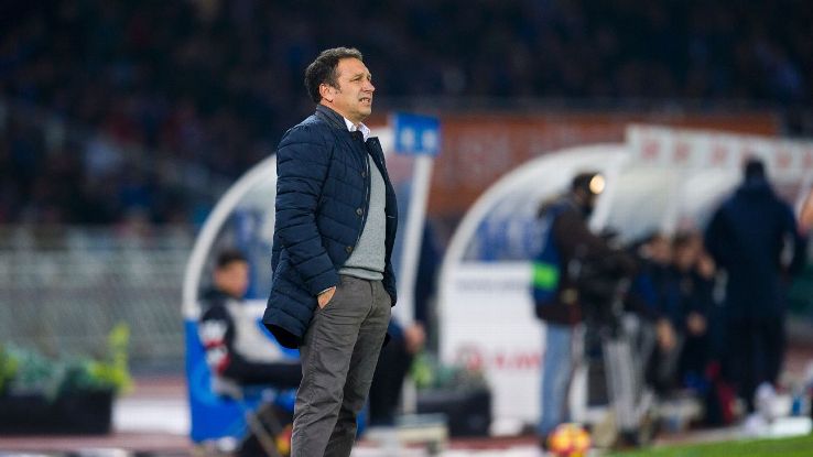 Real Sociedad coach Eusebio during their La Liga game against Barcelona.