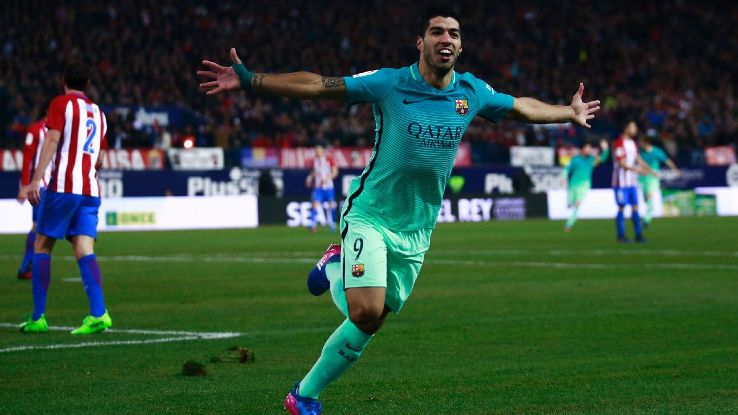 Luis Suarez beat a number of Atletico defenders before scoring his seventh-minute goal.