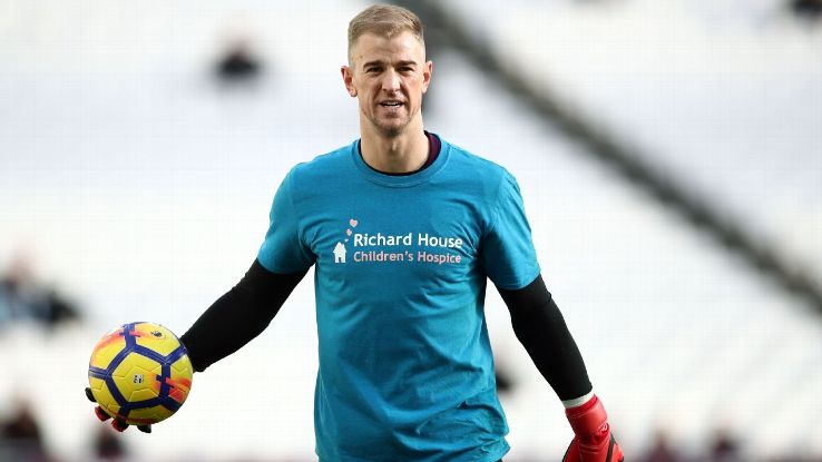 Joe Hart warming up before West Ham's Premier League clash with Chelsea at the London Stadium