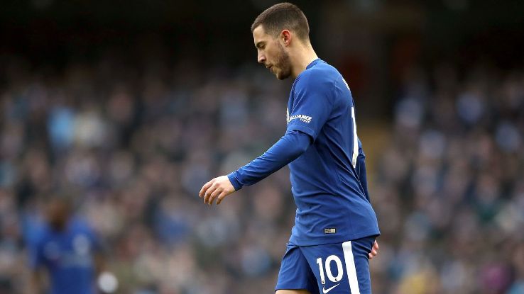 Eden Hazard cut a very frustrated figure against Man City on Sunday.