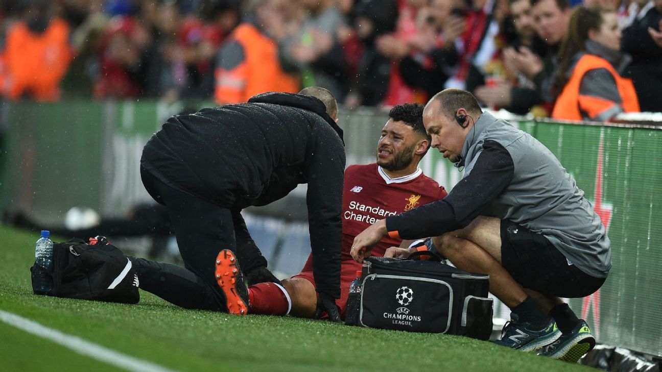 Liverpool's Alex Oxlade-Chamberlain exits Roma game with injury