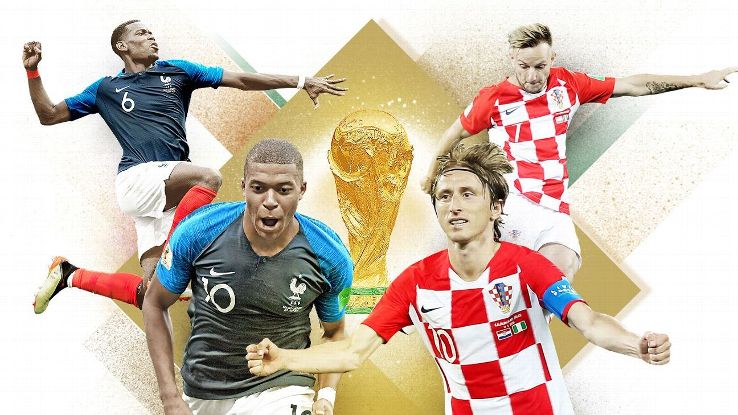 France and Croatia meet in the World Cup final on Sunday.