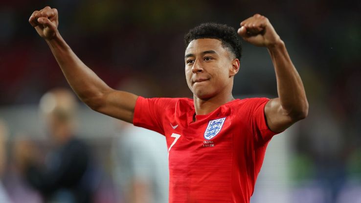 Jesse Lingard celebrates after England's penalty shootout win over Colombia in the round of 16.