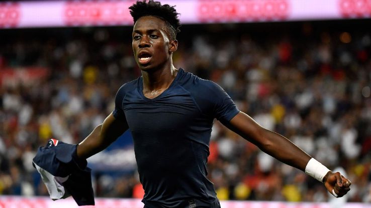 Timothy Weah scored his first Ligue 1 goal for PSG against Caen.