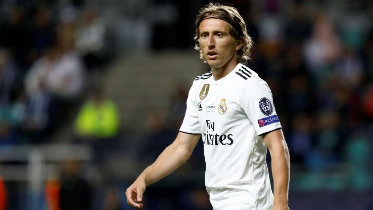 Real Madrid's Luka Modric during the UEFA Super Cup against Atletico Madrid. Real Madrid's Luka Modric during the UEFA Super Cup against Atletico Madrid.