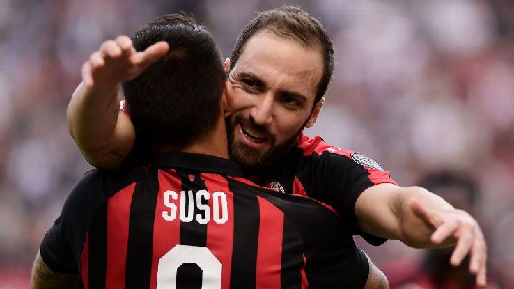 Higuain and Suso were at their devastating best as Milan thumped Chievo on Sunday.