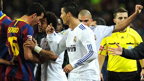Cristiano Ronaldo sees the funny side of an on-field spat. 