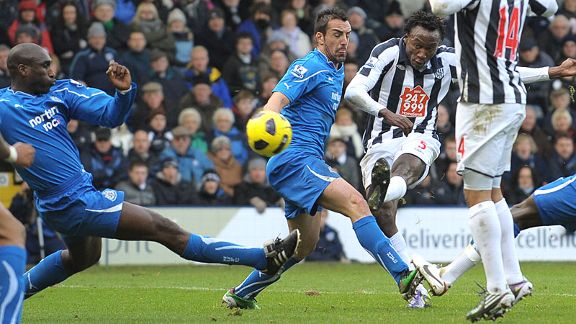 Somen Tchoyi puts West Brom 1-0 in front against Newcastle