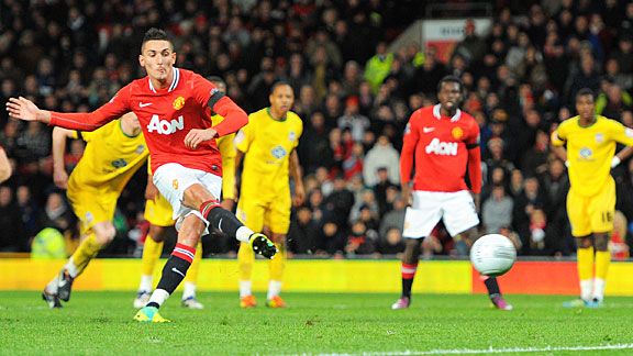 Federico Macheda scores from the spot