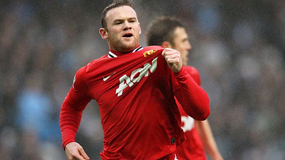 Wayne Rooney celebrates his fine early header