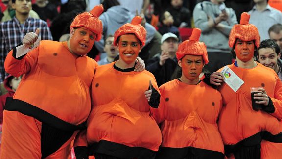 Netherlands fans get into the spirit at Wembley