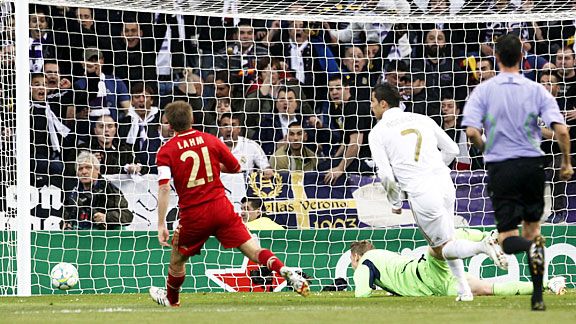 Cristiano Ronaldo beats Manuel Neuer for a second time to put Real Madrid in command.