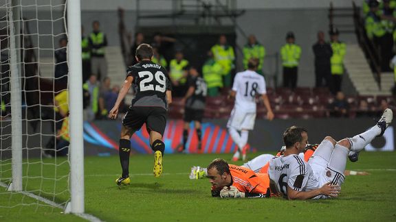 Fabio Borini celebrates after Andy Webster's own goal put Liverpool into the lead