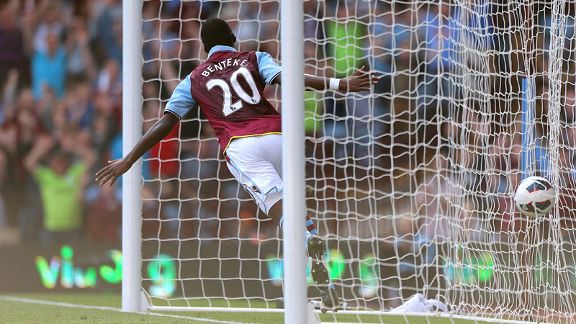Christian Benteke celebrates