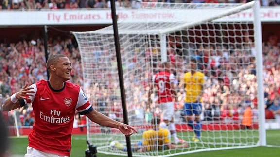 Kieran Gibbs celebrates