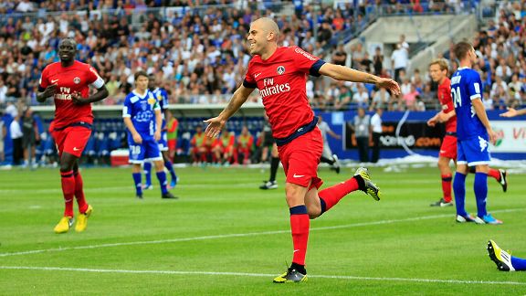 Jeremy Menez opens the scoring for PSG against Bastia.