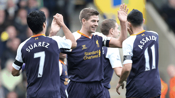 Steven Gerrard celebrates