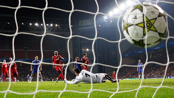 Chelsea striker Juan Mata scores his second goal against FC Nordsjaelland