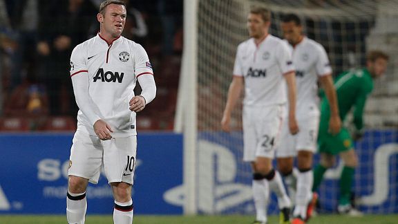 Wayne Rooney shows his frustration following Cluj's opening goal