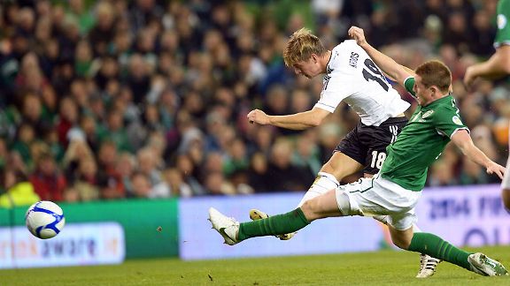 Toni Kroos leaves Ireland's defence in his wake as he scores Germany's sixth