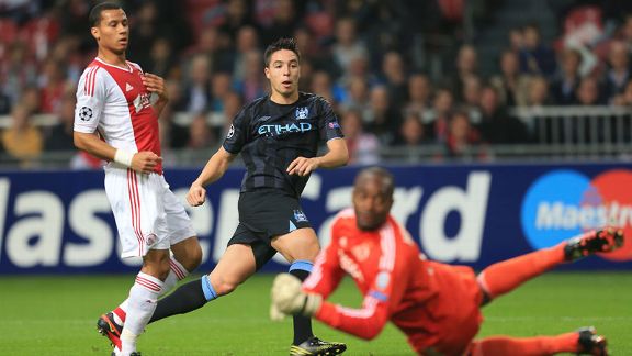 Samir Nasri fires Manchester City into the lead at Ajax