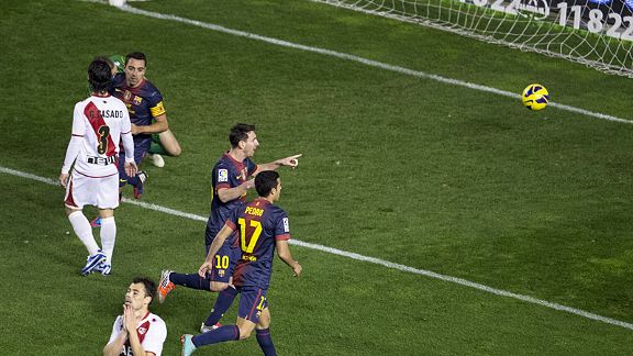 Lionel Messi scored Barcelona's second goal against Rayo Vallecano