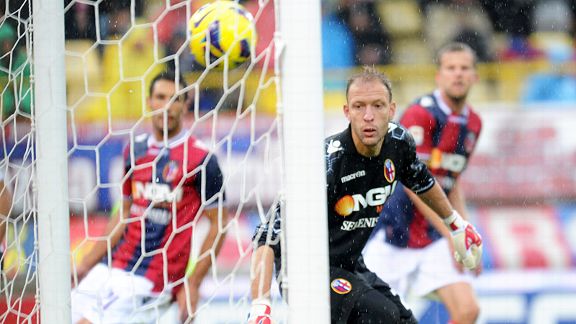 Bologna are powerless to stop Andrea Ranocchia's effort from going in