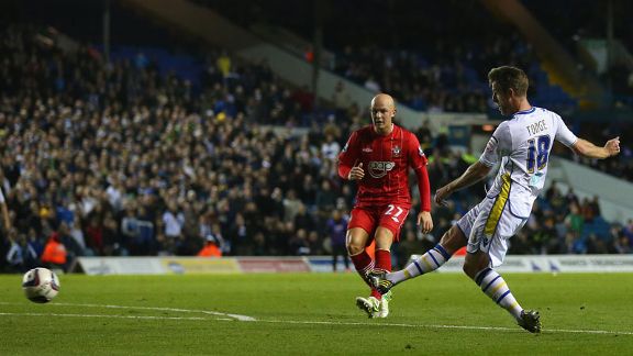 Michael Tonge fires Leeds ahead against Southampton