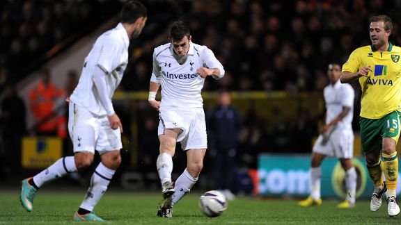 Gareth Bale puts Tottenham in front at Norwich
