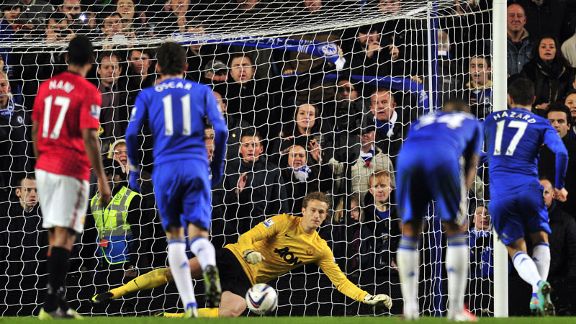 Eden Hazard rolls home Chelsea's second penalty of the night