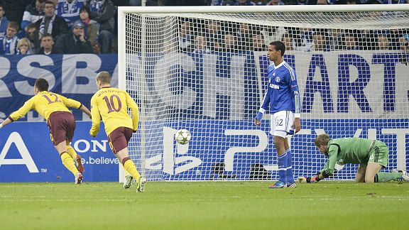 Olivier Giroud celebrates after heading home Arsenal's second at the Veltins Arena